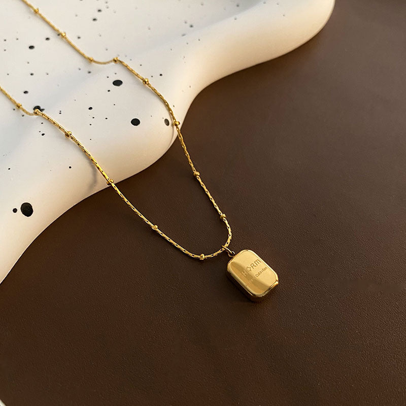 Wholesale Personalized square letter necklace titanium steel short sweater chain